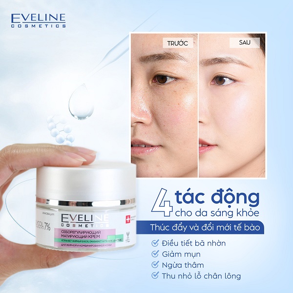 Kem dưỡng da Eveline Glycol Therapy kiềm dầu, ngừa mụn, làm sáng da 50ML 3