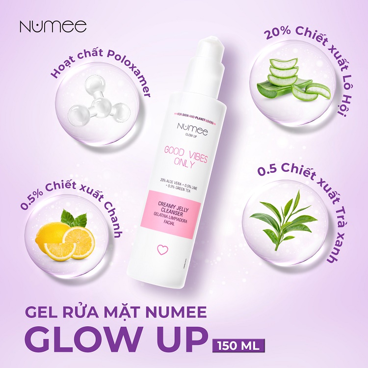 Gel rửa mặt Numee Glow Up sạch sâu, dưỡng ẩm da 200ML 2