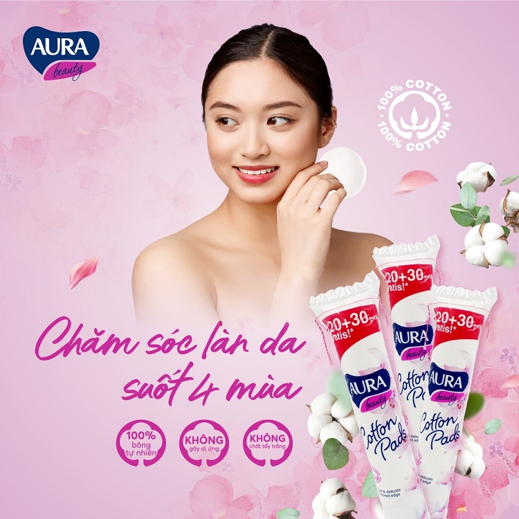 Bông tẩy trang Aura Beauty 120+30 miếng 1