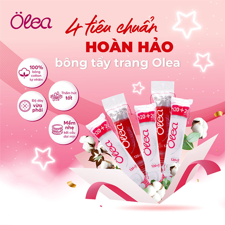 Bông tẩy trang Olea 120+20 miếng 2