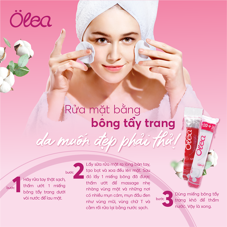 Bông tẩy trang Olea 120+20 miếng 3