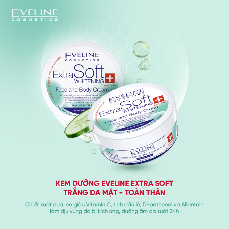 Kem dưỡng Eveline Extra Soft trắng da mặt - toàn thân 200ML 2