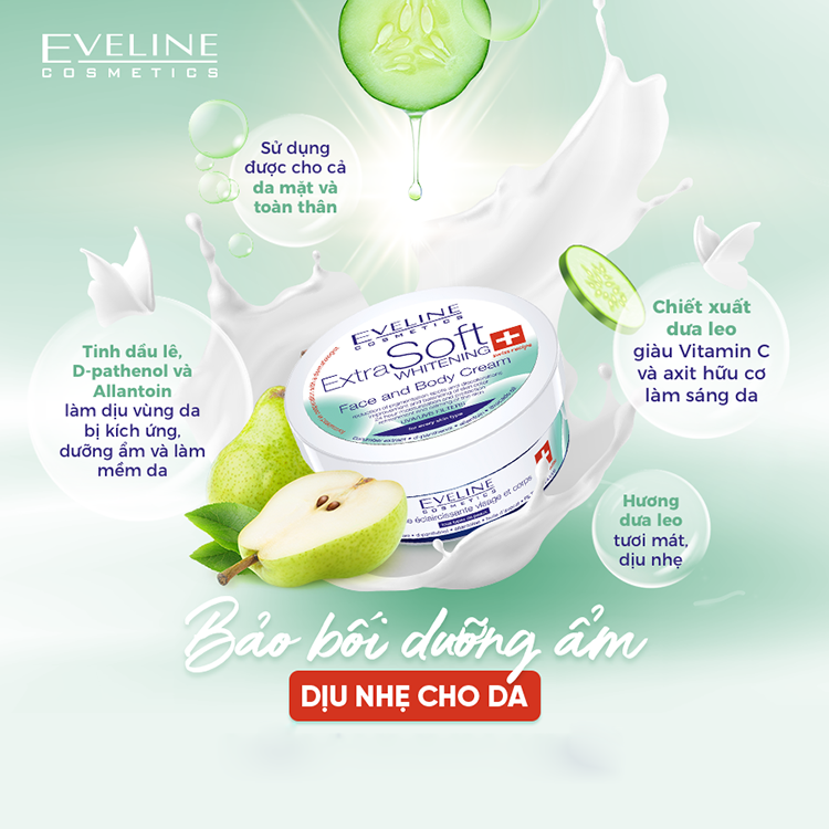 Kem dưỡng Eveline Extra Soft trắng da mặt - toàn thân 200ML 1