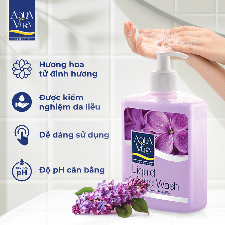 Nước rửa tay dưỡng da AquaVera hương hoa tử đinh hương 500ML 1