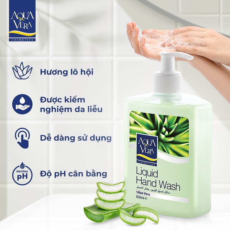 Nước rửa tay dưỡng da AquaVera hương lô hội 500ML 1