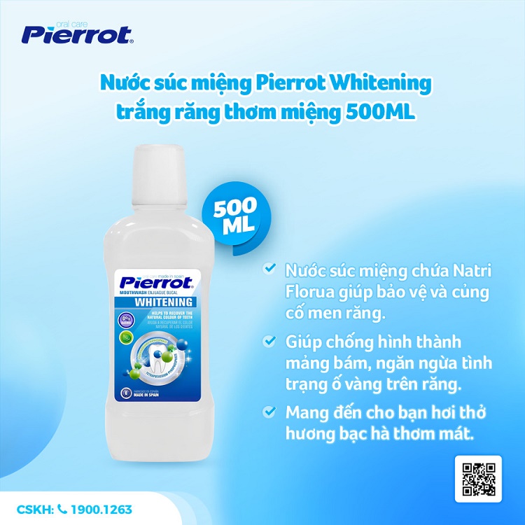 Nước súc miệng Pierrot Whitening trắng răng thơm miệng 500ML 1