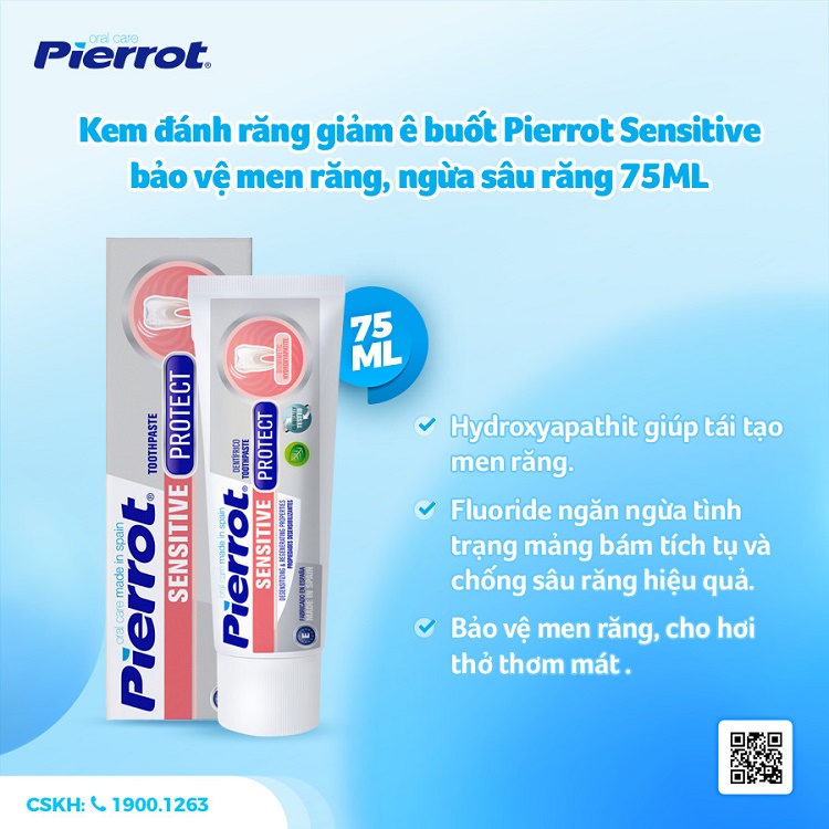 Kem đánh răng giảm ê buốt Pierrot Sensitive bảo vệ men răng, ngừa sâu răng 75ML 1