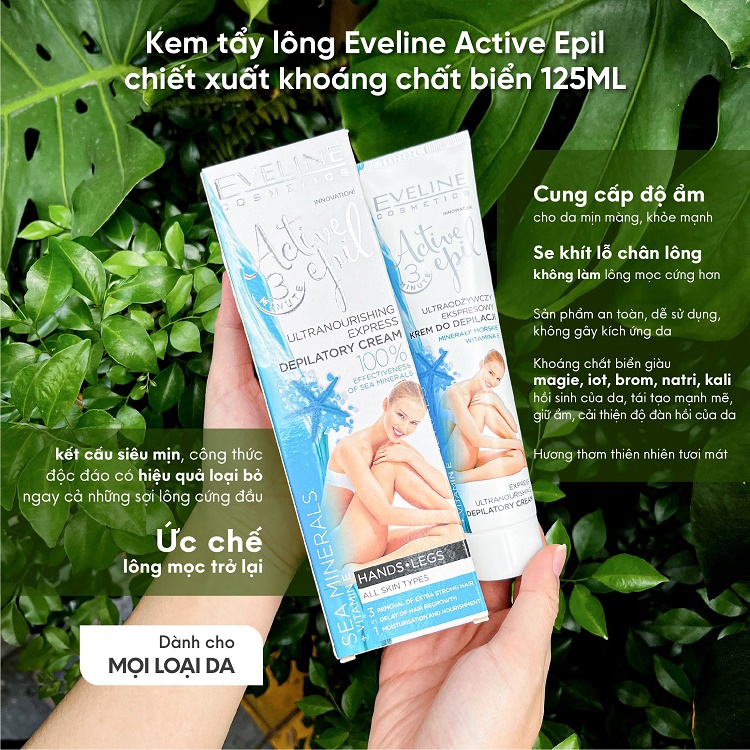 Kem tẩy lông Eveline Active Epil chiết xuất khoáng chất biển 125ML 2