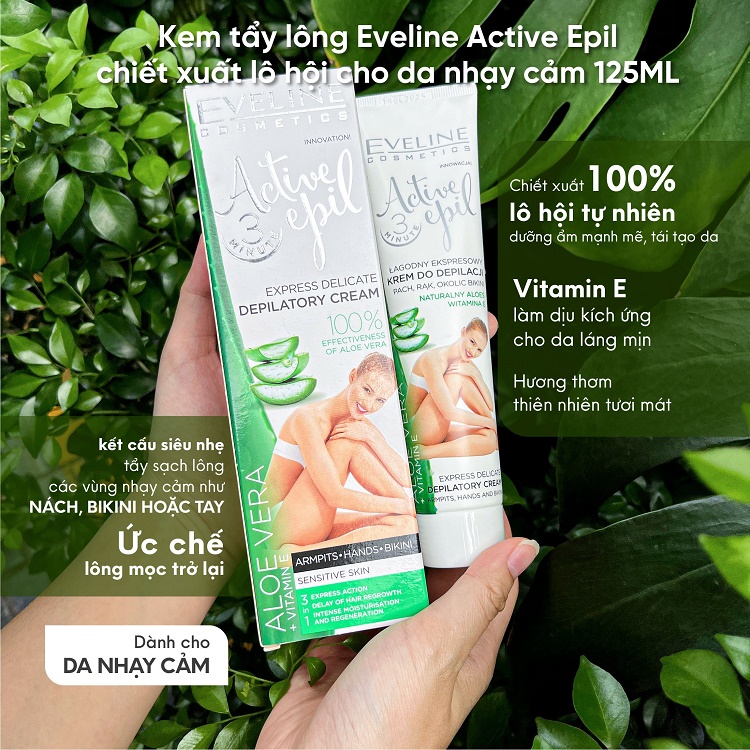 Kem tẩy lông Eveline Active Epil chiết xuất lô hội cho da nhạy cảm 125ML 2