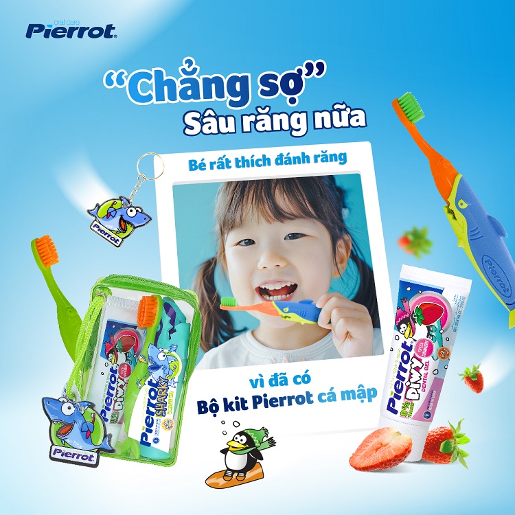 Bộ kit chăm sóc răng miệng trẻ em Pierrot cá mập 2