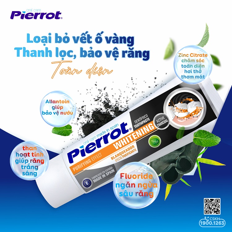 Kem đánh răng than hoạt tính Pierrot Charcoal làm sạch và trắng răng 75ML 2