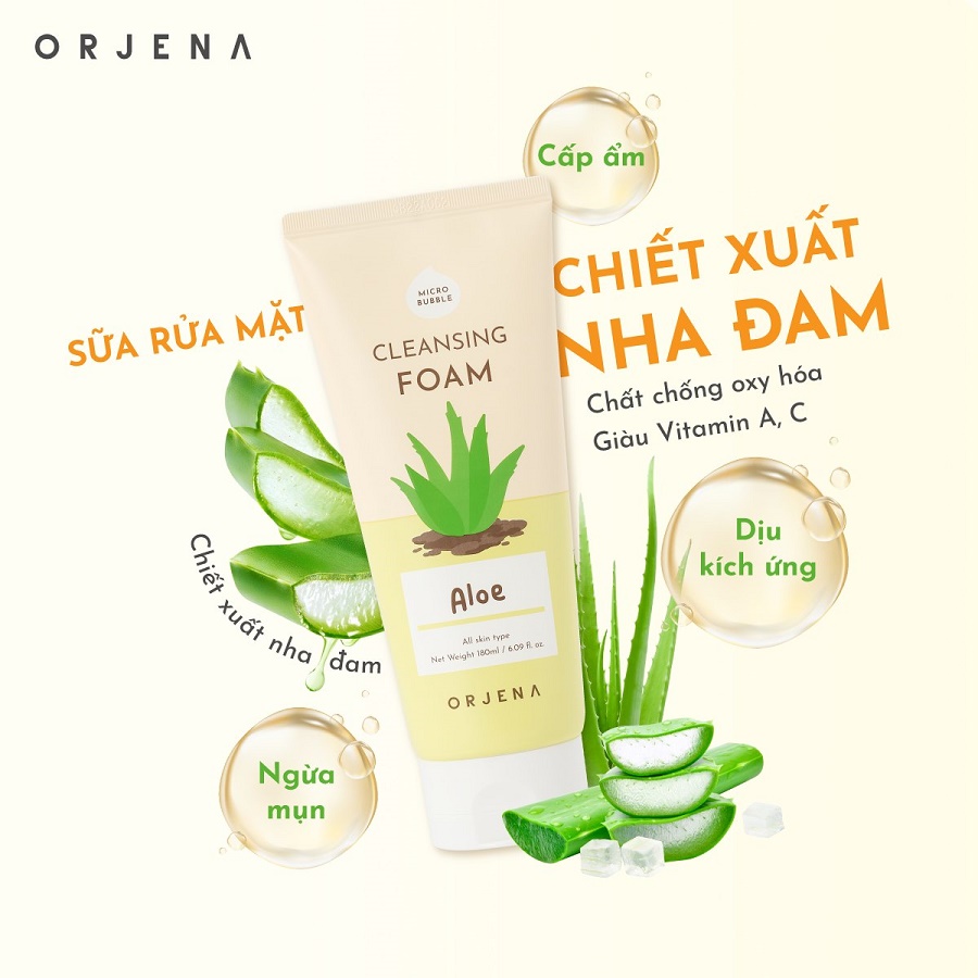 Sữa rửa mặt Orjena chiết xuất nha đam 180ML 3