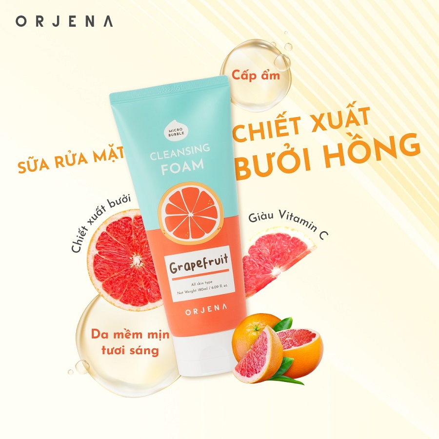 Sữa rửa mặt Orjena chiết xuất bưởi hồng 180ML 3