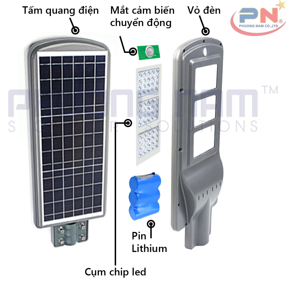 Đèn Đường Năng Lượng Mặt Trời 60W (Liền Thể)