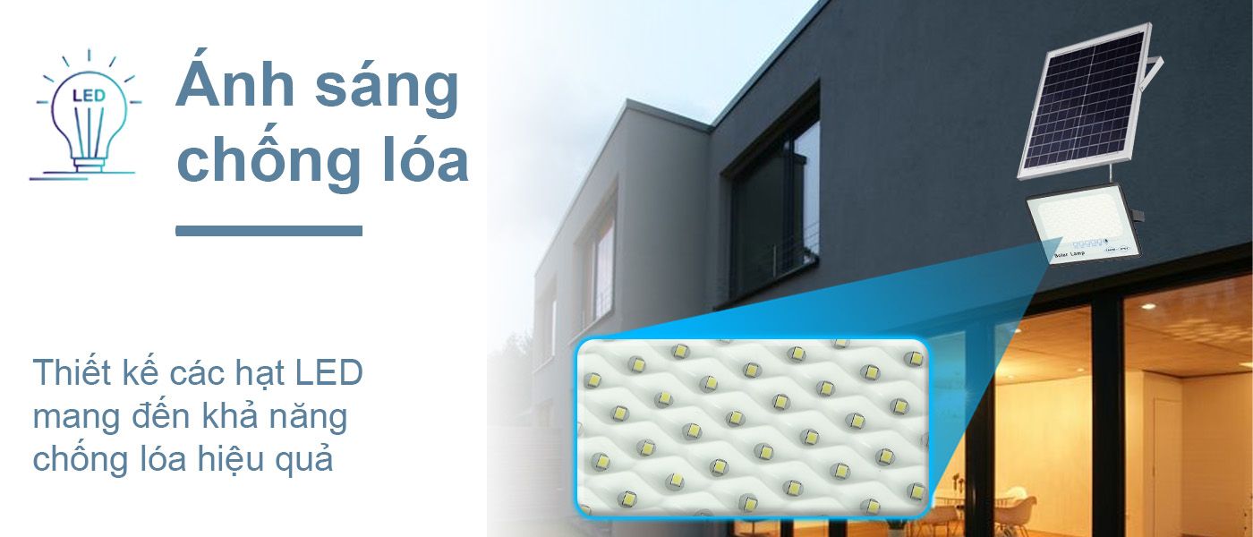 đèn năng lượng mặt trời 300W chống lóa