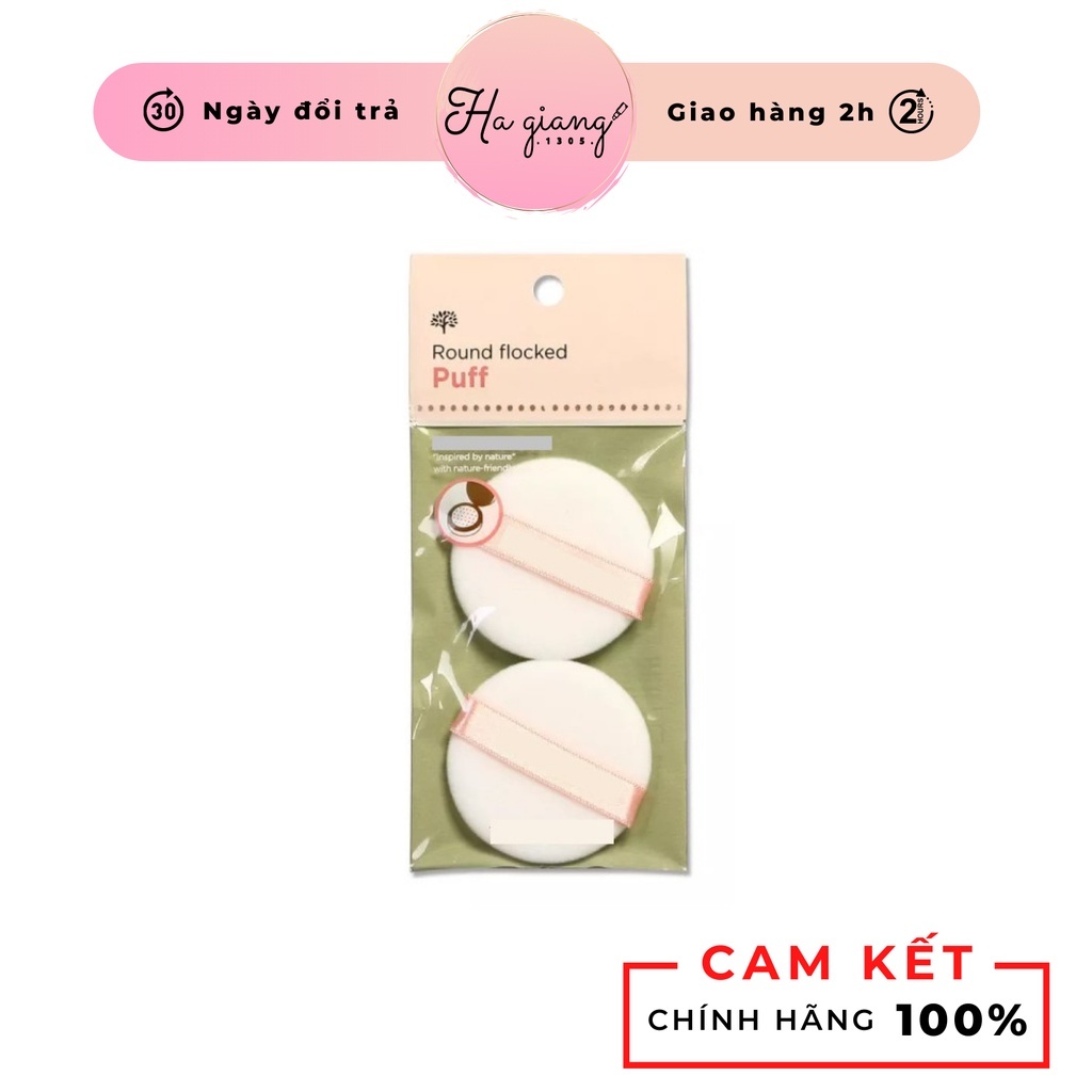 Bông phấn phủ TFS - 2 miếng Round flocked Puff TRẮNG