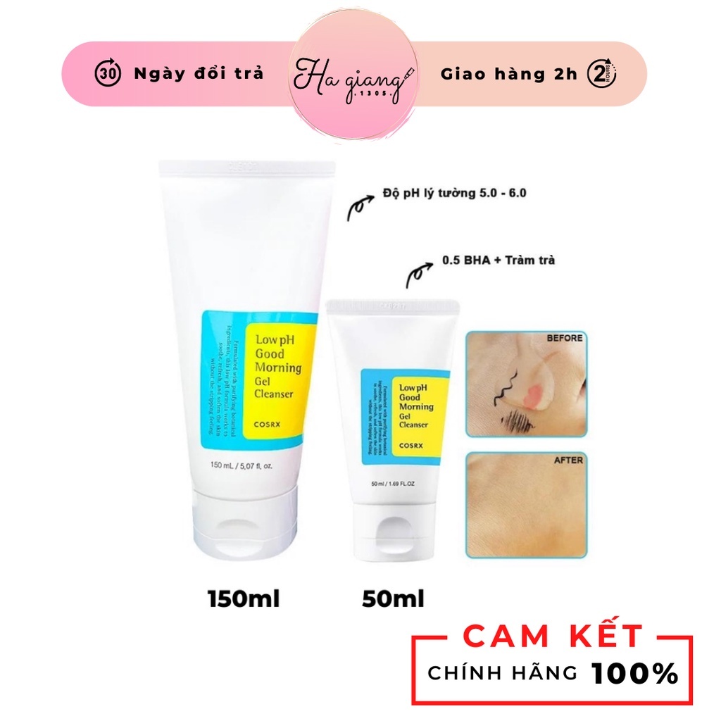 Sữa rửa mặt Cosrx Low PH Good Morning Gel Cleanser-Xanh