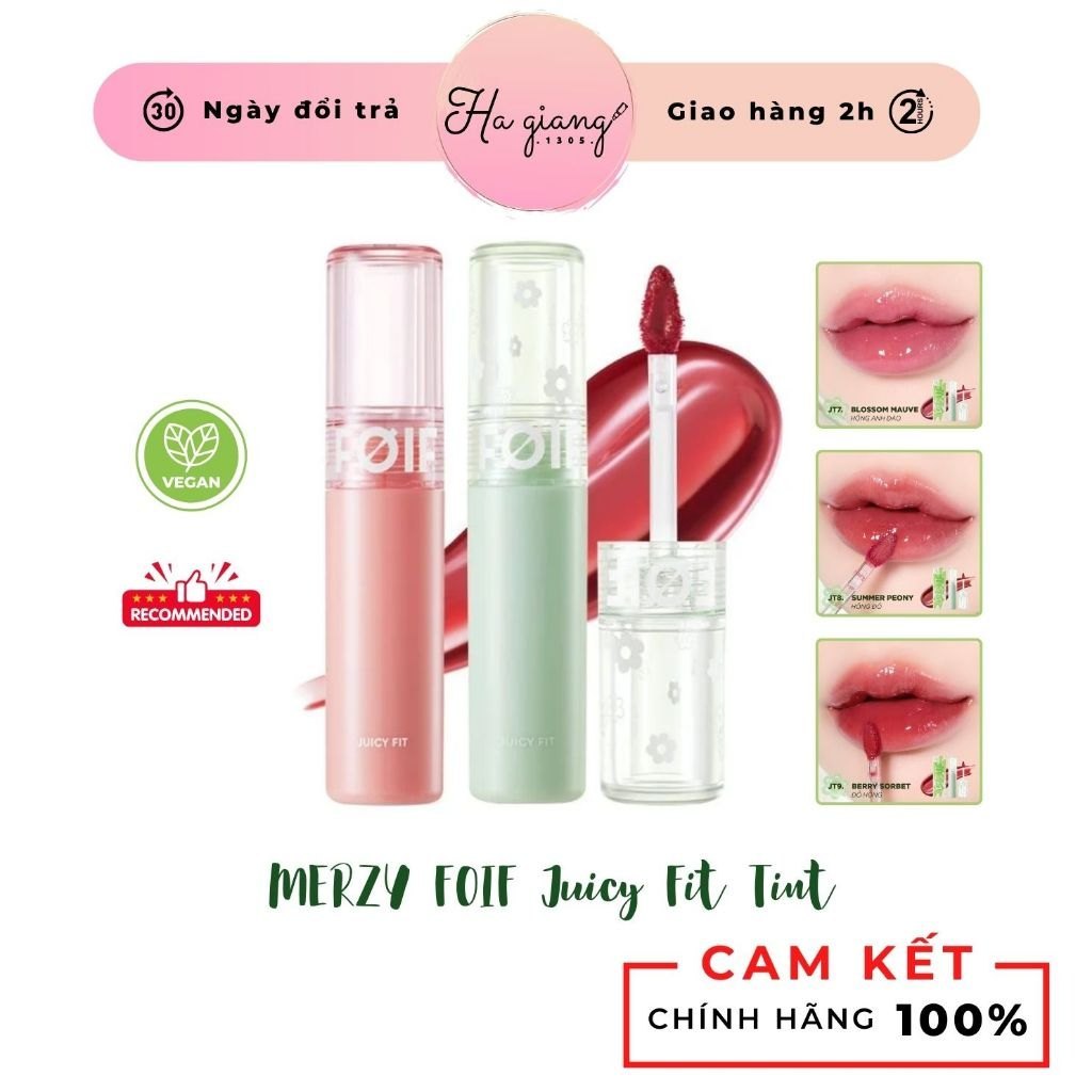 Son Tint Bóng Thuần chay MERZY FOIF Juicy Fit  dòng JT