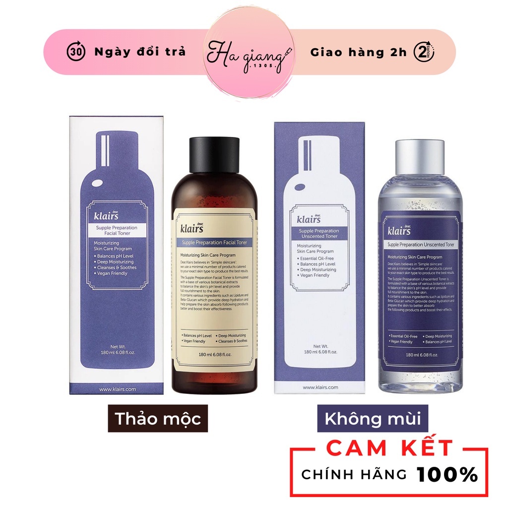 Nước Hoa Hồng Klairs - Tím - Không mùi - 30ML (Mini)