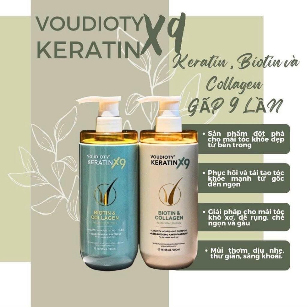 Bộ dầu gội xả Voudioty Keratin X9 Biotin & Collagen