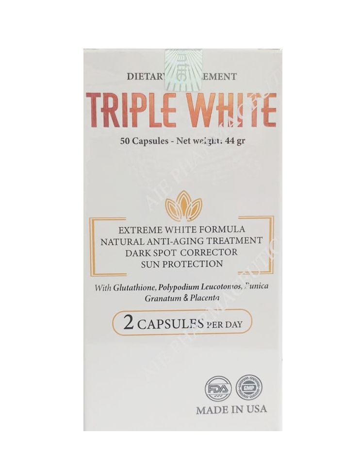 Viên uống trắng da, trị nám, chống nắng Dietary Supplement Triple White 50v (B) (R) (HSD: 12/25)