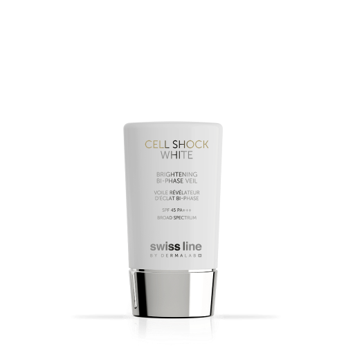 Nhũ tương chống nắng trắng da, phiên bản màng lọc khoáng chất Swissline  Cell Shock White Brightening Bi-Phase Veil SPF PA 45+++ 45ml (R) (HSD: 7/28)