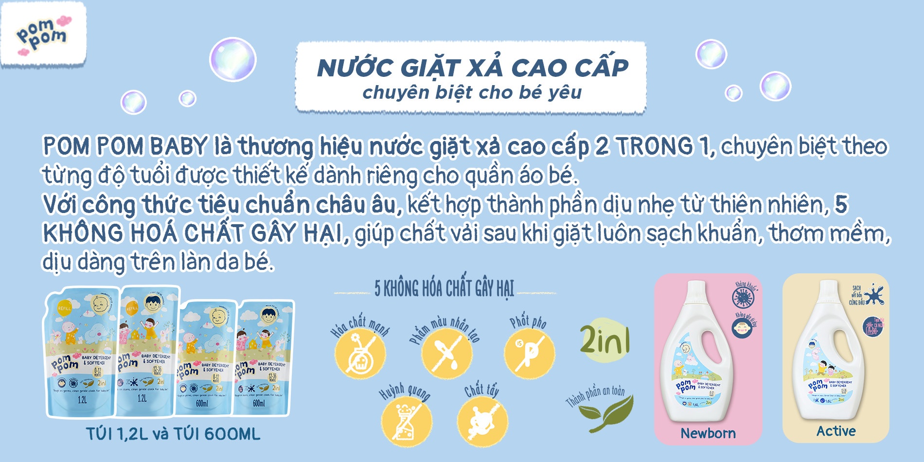 POM POM BABY KHÁC GÌ SO VỚI CÁC SẢN PHẨM NƯỚC GIẶT XẢ KHÁC TRÊN THỊ TRƯỜNG