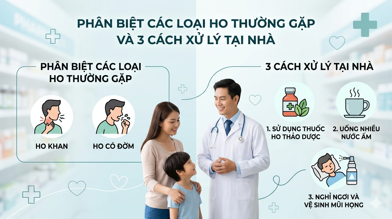 PHÂN BIỆT CÁC LOẠI HO THƯỜNG GẶP VÀ 3 CÁCH XỬ LÝ TẠI NHÀ