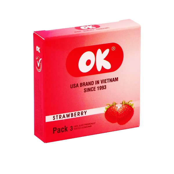 Bao cao su OK hộp 3 cái Hương dâu StrawBerry.png