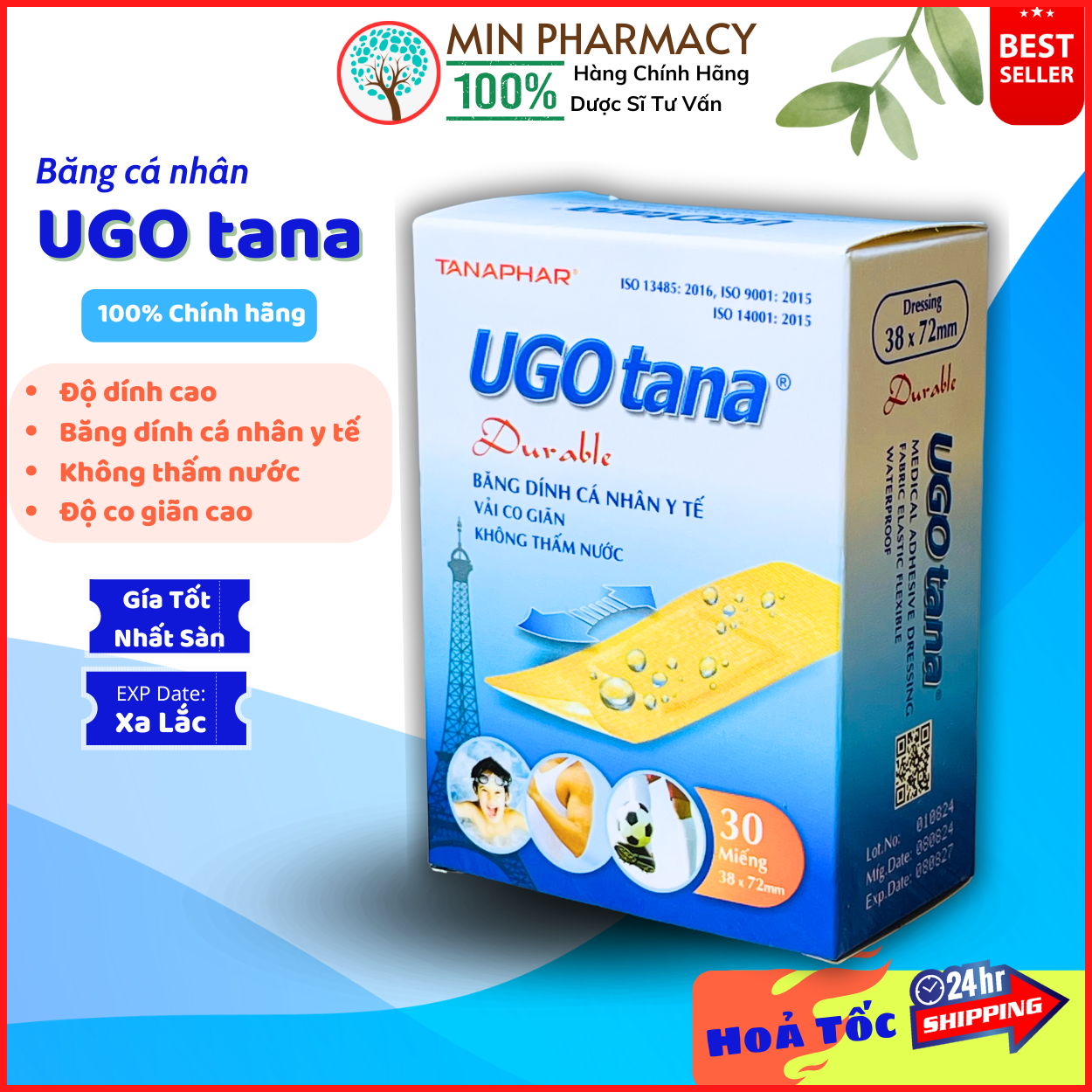 Băng Cá Nhân UGOTANA 7.2 x 3.8 cm Hộp 30 miếng.jpeg