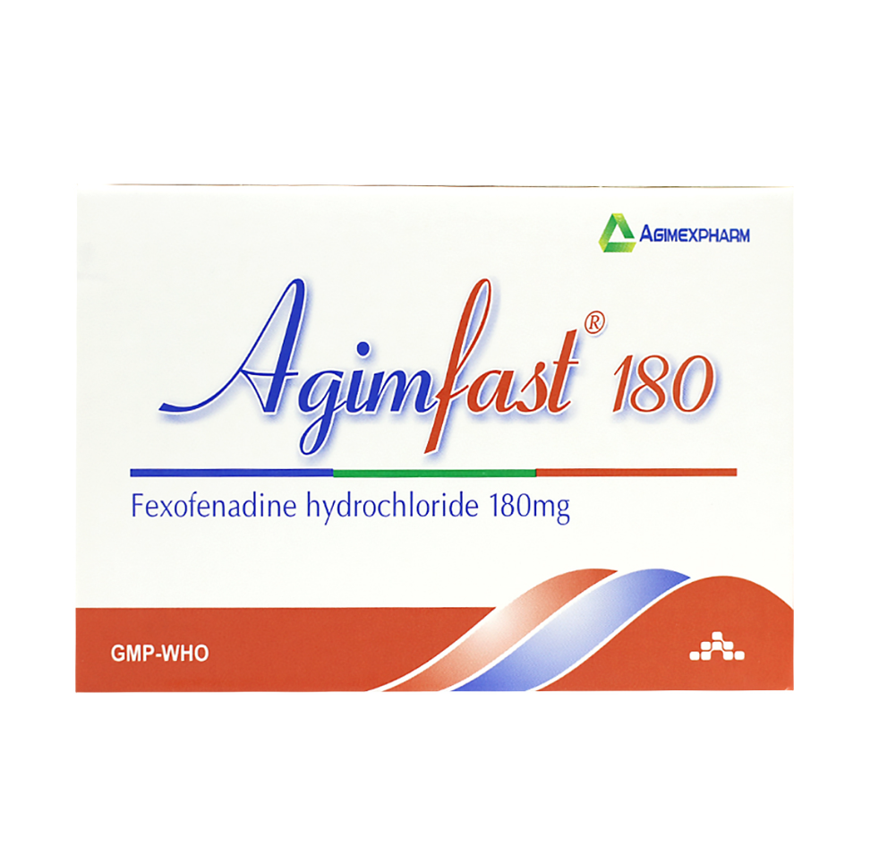 Thuốc Agimfast 180 Agimexpharm điều trị viêm mũi dị ứng, mày đay mạn tính vô căn (2 vỉ x 10 viên).webp