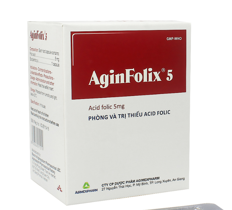 Thuốc Aginfolix 5 Agimexpharm phòng và trị thiếu acid folic (10 vỉ x 10 viên).jpg