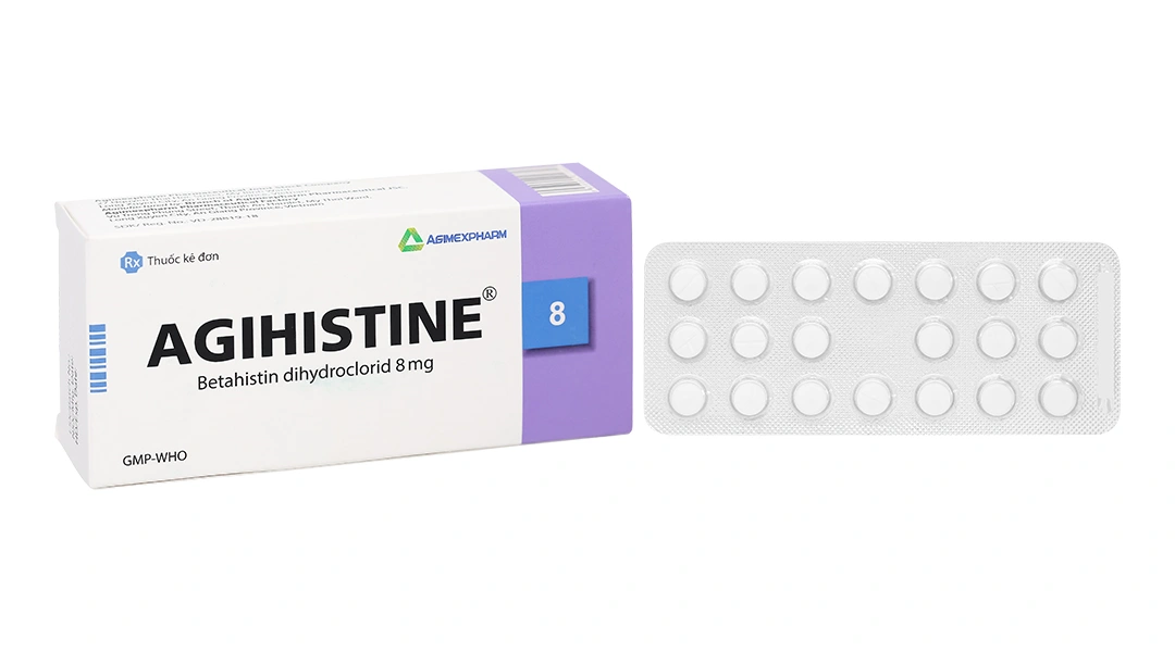 Agihistine 8 trị hội chứng hội chứng Ménière (5 vỉ x 20 viên).webp