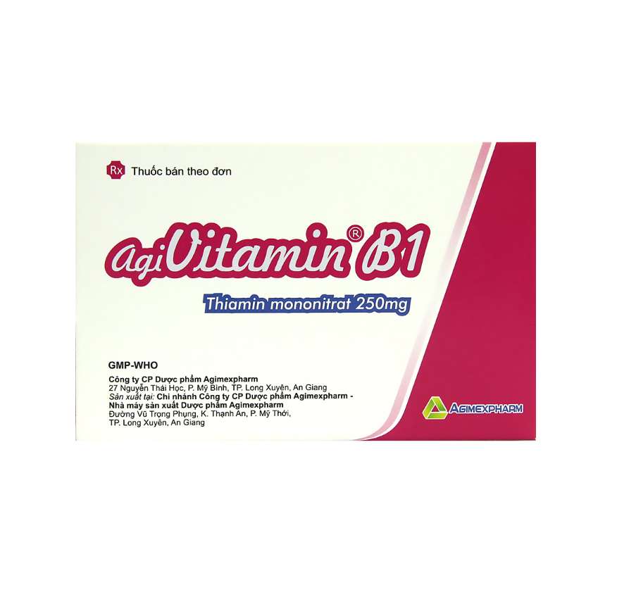 Agivitamin B1 250mg trị thiếu thiamin (10 vỉ x 10 viên).webp