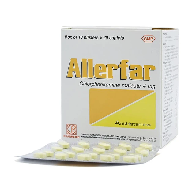 Allerfar 4mg Pharmedic – Hỗ Trợ Điều Trị Viêm Mũi Dị Ứng, Mày Đay (10 Vỉ x 20 Viên).webp