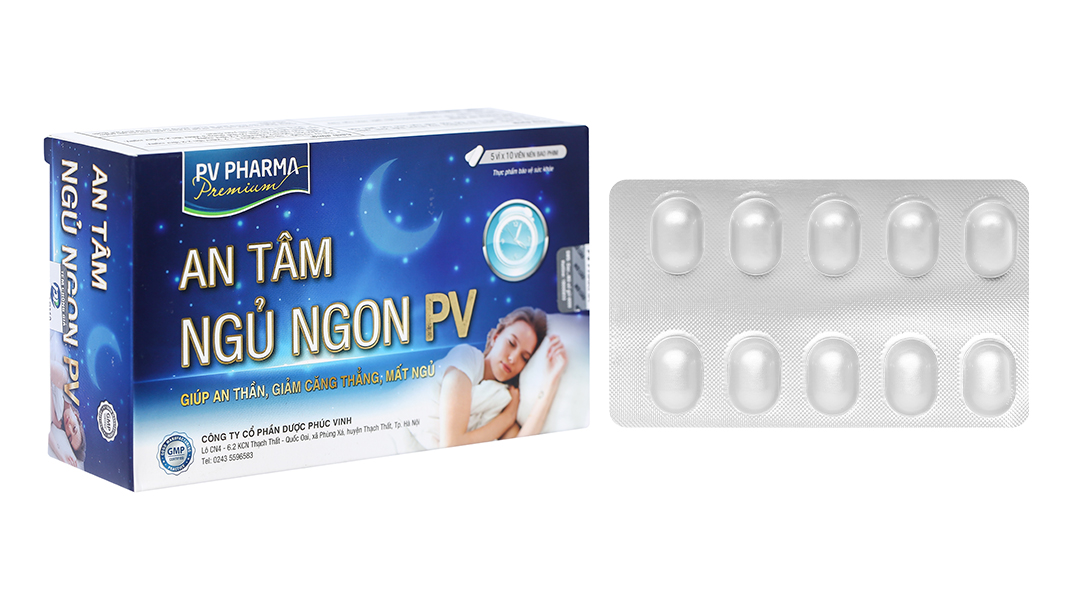 An Tâm Ngủ Ngon PV Giúp an thần, Giảm căng thẳng, mất ngủ (hộp 50 viên) - Minpharmacy.jpg