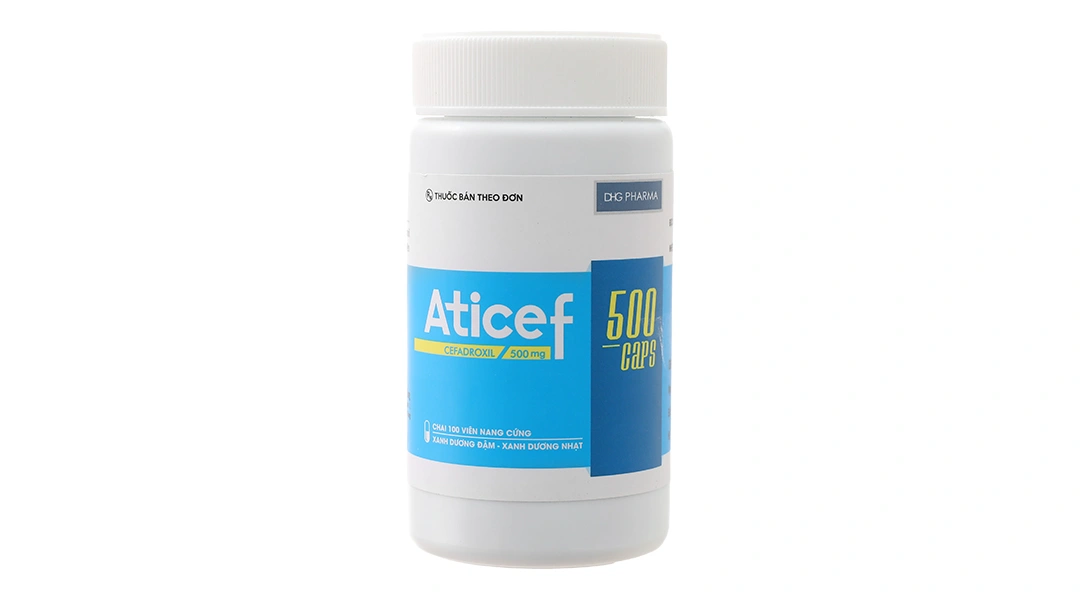 Aticef 500 caps trị nhiễm khuẩn từ nhẹ đến vừa lọ 100 viên.webp