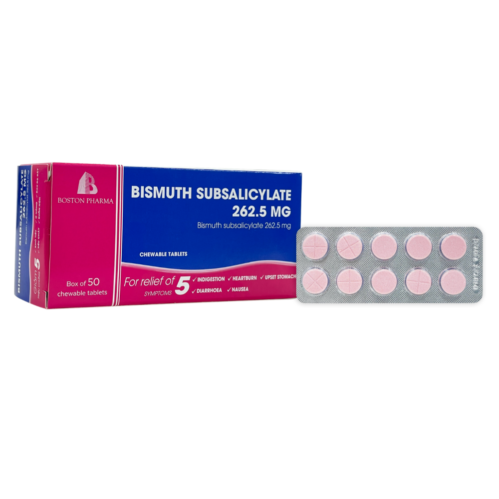 BISMUTH SUBSALICYLATE 262.5 MG Boston (5 vỉ x 10 viên).png