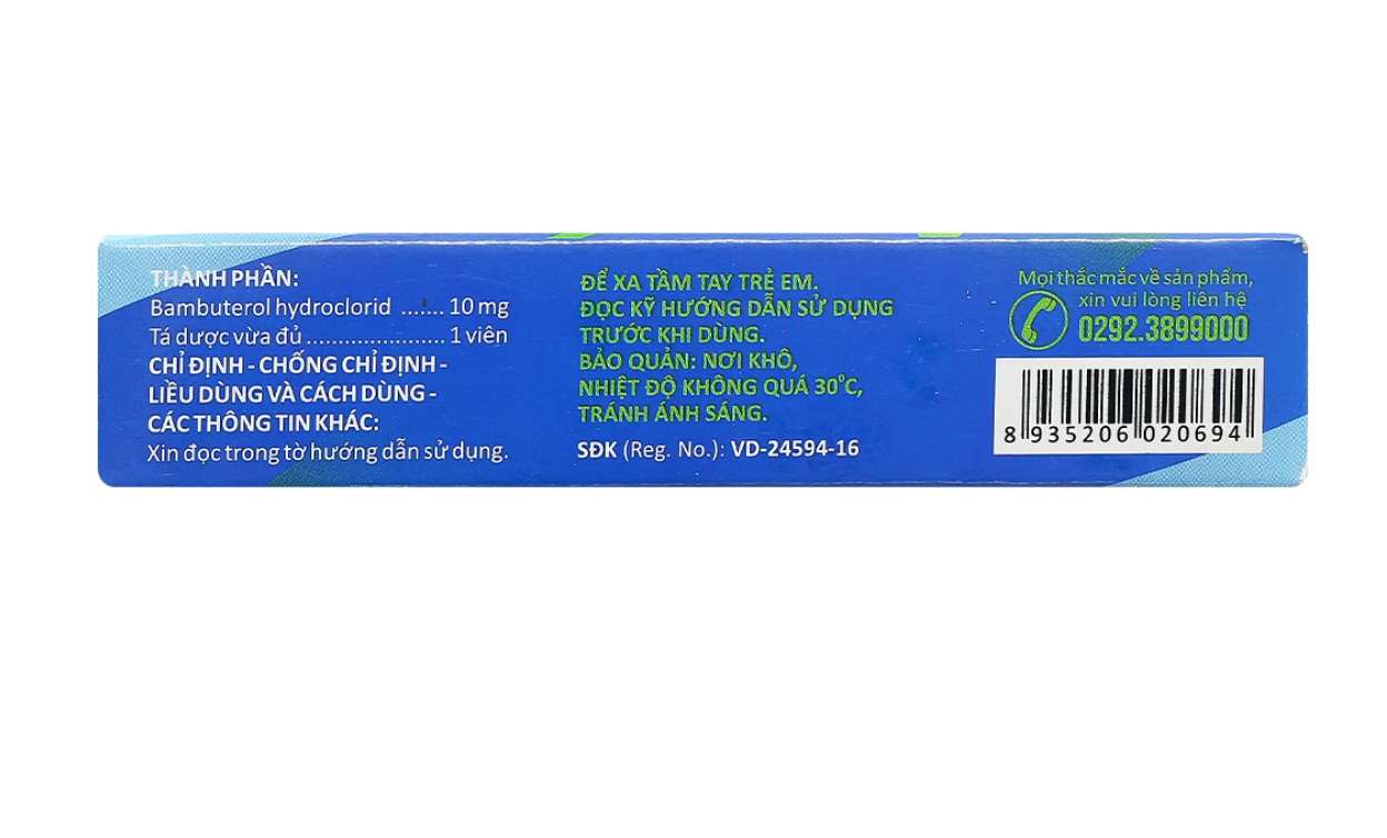 Baburex 10mg trị hen phế quản, viêm phế quản mạn tính (3 vỉ x 10 viên).webp