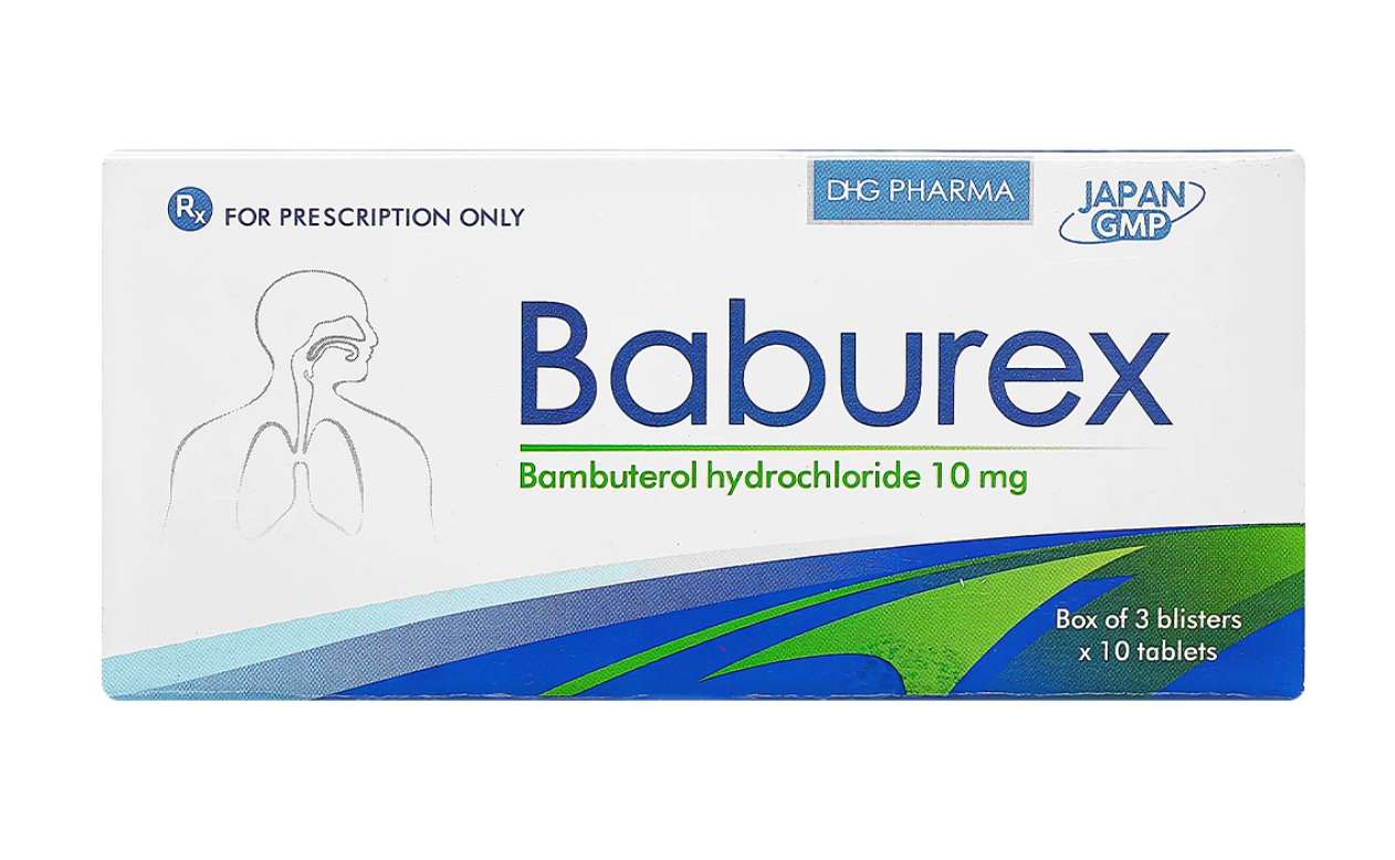 Baburex 10mg trị hen phế quản, viêm phế quản mạn tính (3 vỉ x 10 viên).webp