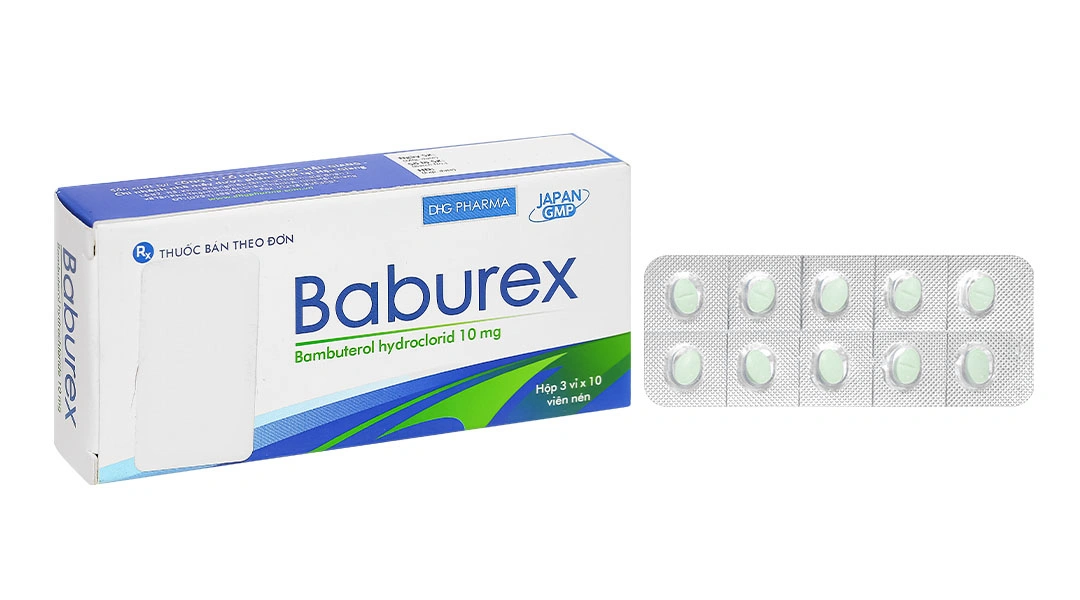 Baburex 10mg trị hen phế quản, viêm phế quản mạn tính (3 vỉ x 10 viên).webp