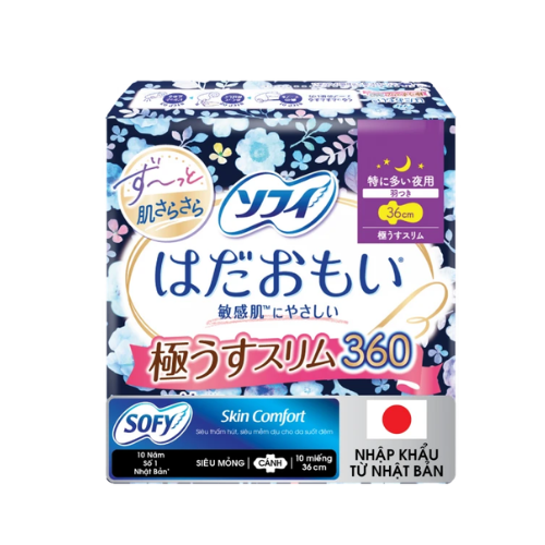 Băng vệ sinh ban đêm Sofy Skin Comfort Ultra Thin siêu mỏng cánh 36cm 10 miếng.png