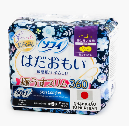 Băng vệ sinh ban đêm Sofy Skin Comfort Ultra Thin siêu mỏng cánh 36cm 10 miếng.png