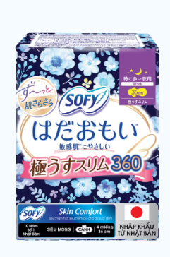 Băng vệ sinh siêu êm thoáng ban đêm Sofy Skin Comfort 36cm (4 miếnggói).png
