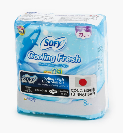 Băng vệ sinh siêu mỏng mát lạnh có cánh Sofy Cooling Fresh 23cm 8 miếng.png