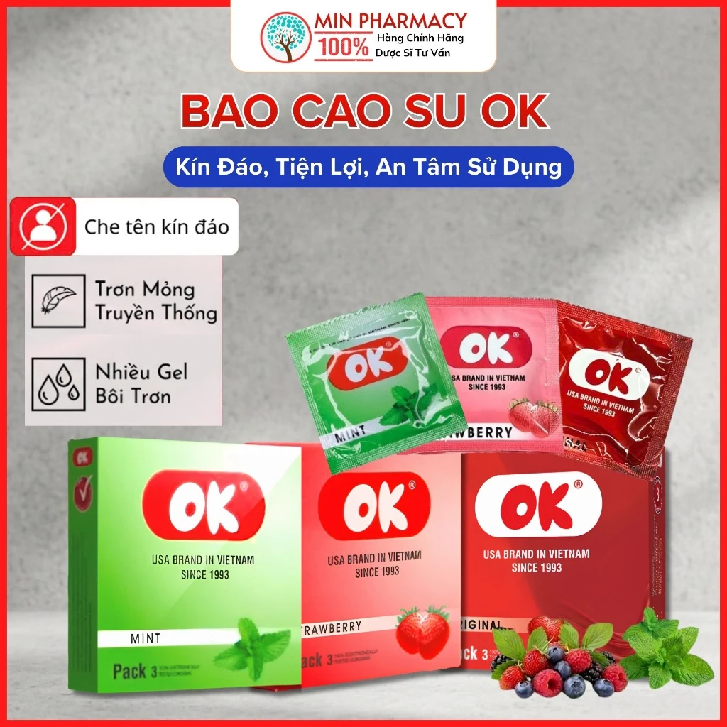 Bao cao su OK hộp 3 cái Hương dâu StrawBerry.png