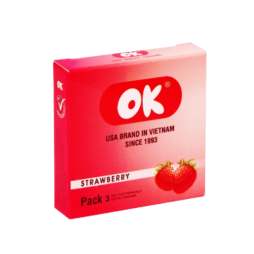 Bao cao su OK hộp 3 cái Hương dâu StrawBerry.png