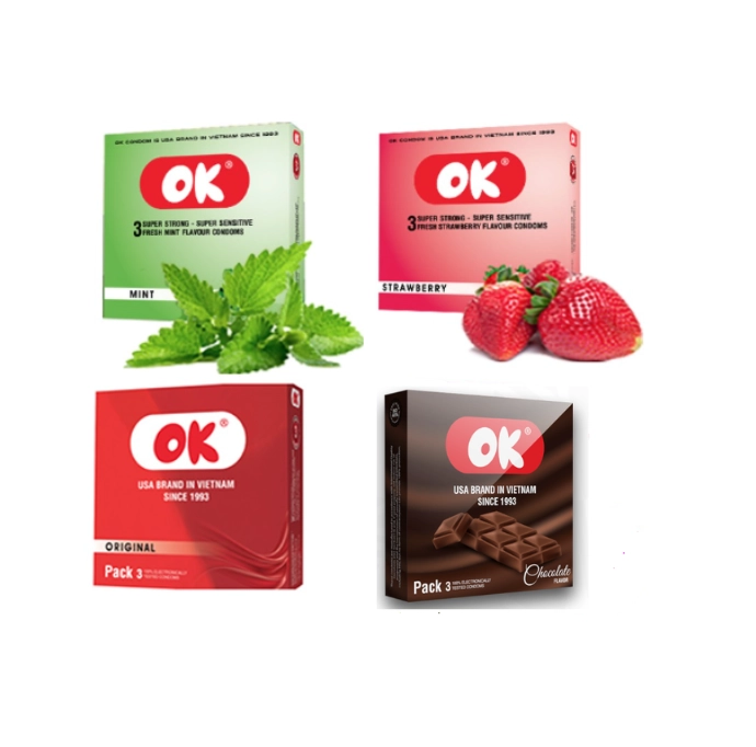Bao cao su OK hộp 3 cái Hương dâu StrawBerry.png