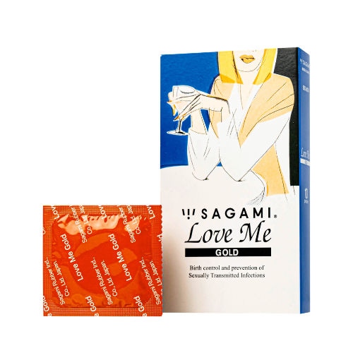 Bao cao su Sagami Love Me Gold Nhật Bản Siêu mỏng, trơn, không màu không mùi (10 cái) - Minpharmacy.png