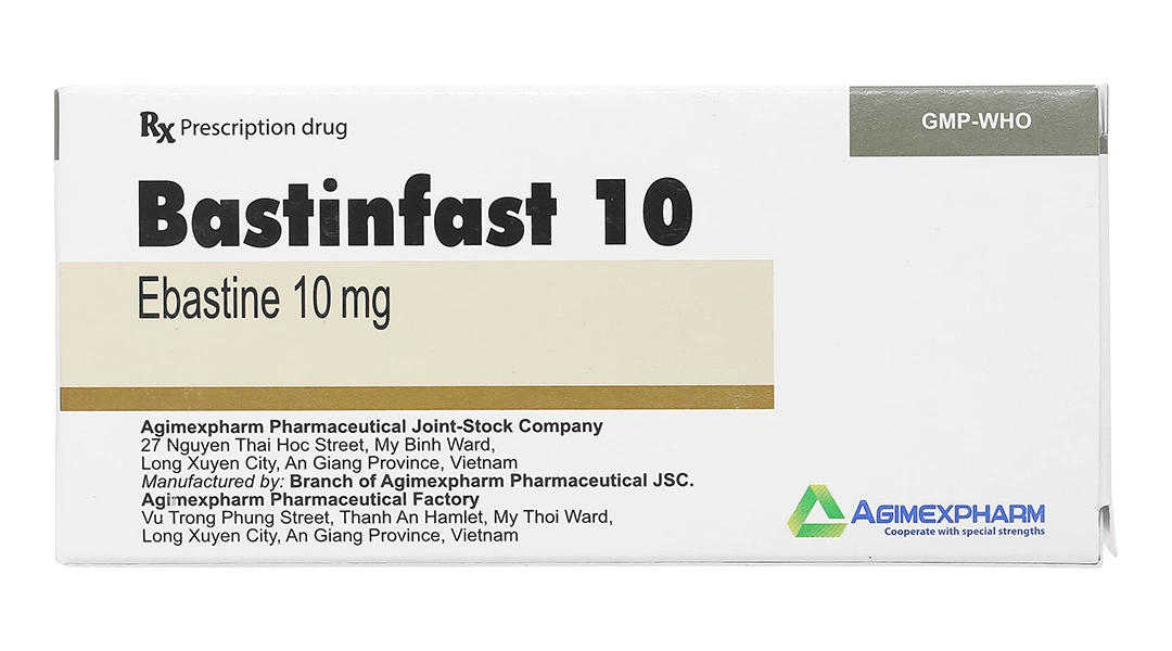 Bastinfast 10 trị triệu chứng viêm mũi dị ứng, ngứa, mày đay (10 vỉ x 10 viên).webp